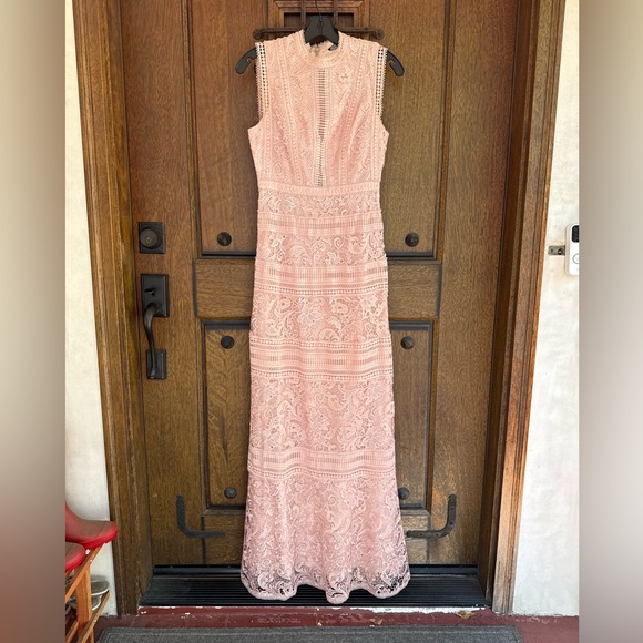 BCBGMaxAzria Blush Lace Maxi Dress Size 4 - Picture 1 of 12